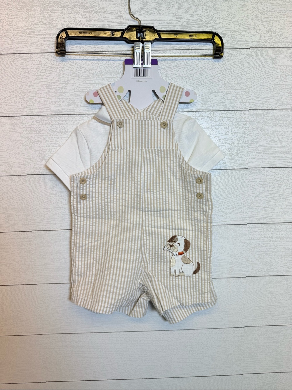 Little Me Beige and white 3 piece boys  dress wear set 24months 100% Cotton NWT